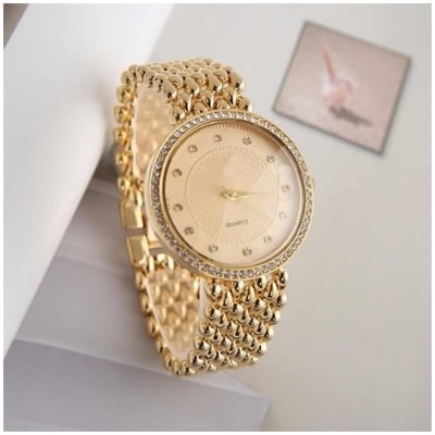 Picture of Stainless Steel Female Clock Ladies Fashion Casual Quartz Watch Women Watches-3221 - Gold