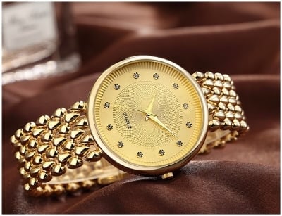 Picture of Stainless Steel Female Clock Ladies Fashion Casual Quartz Watch Women Watches-3221 - Gold