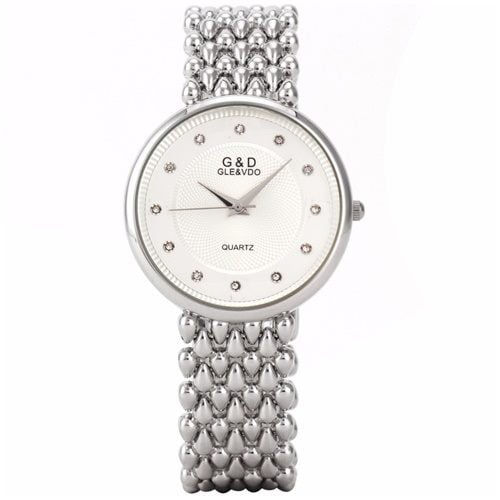 Picture of Stainless Steel Female Clock Ladies Fashion Casual Quartz Watch Women Watches-3221 - Silver