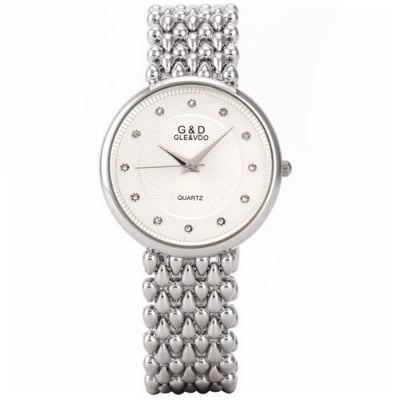 Picture of Stainless Steel Female Clock Ladies Fashion Casual Quartz Watch Women Watches-3221 - Silver