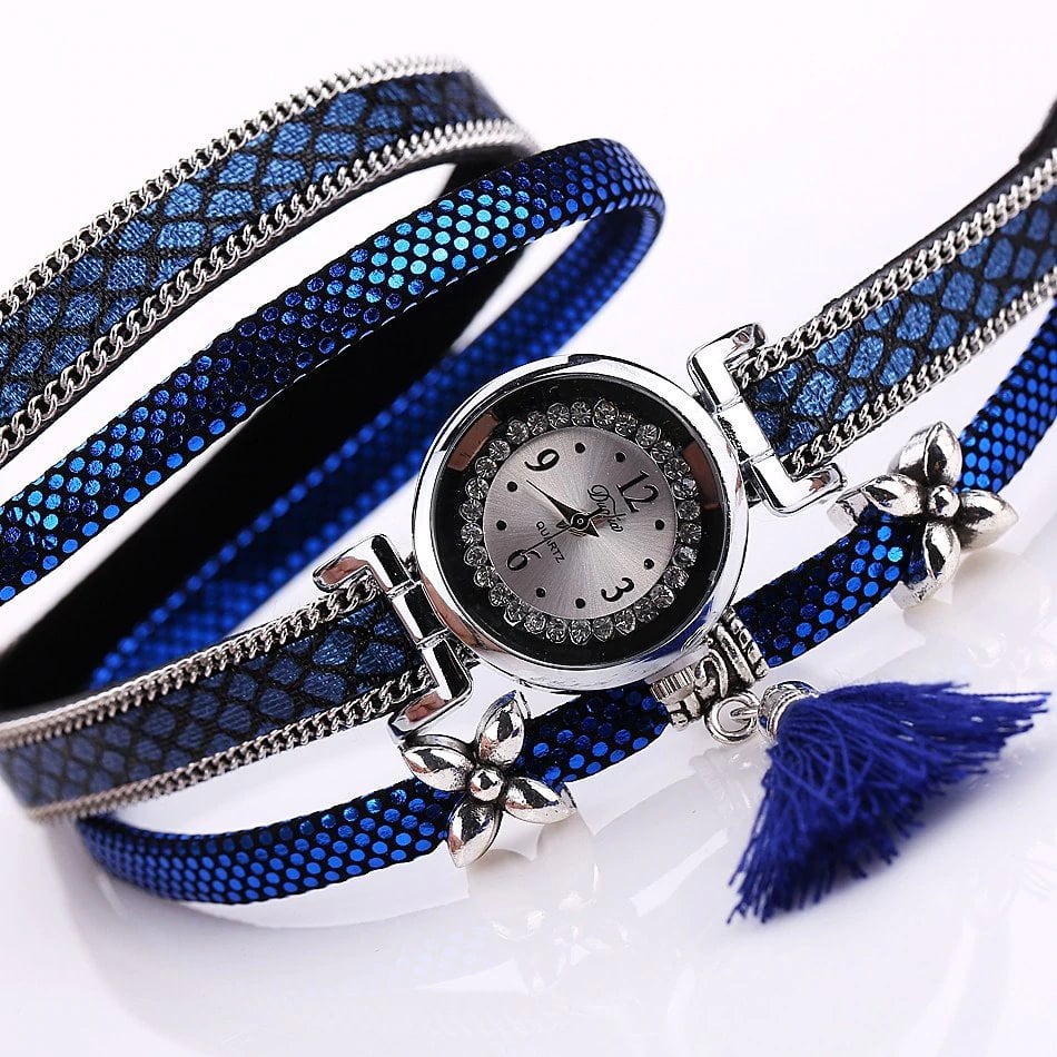 Picture of Women Luxury Wrist Watches Clocks Love Word Leather Strap Ladies Bracelet Watches - Blue