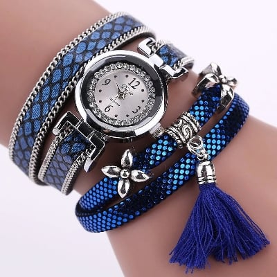 Picture of Women Luxury Wrist Watches Clocks Love Word Leather Strap Ladies Bracelet Watches - Blue