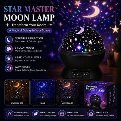 Picture of AC/DC Baby Sleep Lighting Romantic Sky Star Master Night Light Projector Room Colorful