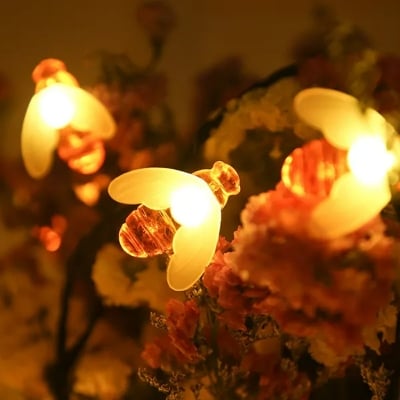 Picture of Honey Bee Warm White Fairy Lights – 20 Pieces Decorative LED String Lights for Room Decoration, Bedroom, Party, Wedding, Home Decor