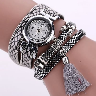 Picture of Women Luxury Wrist Watches Clocks Love Word Leather Strap Ladies Bracelet Watches - Silver