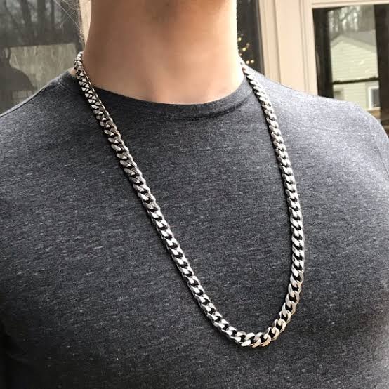 Picture of Men's Solid Sterling Silver Rhodium Plated Chain Necklace - Silver - Adjustable