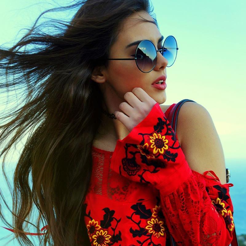 Picture of Vintage Retro Round Women Sunglasses - Black