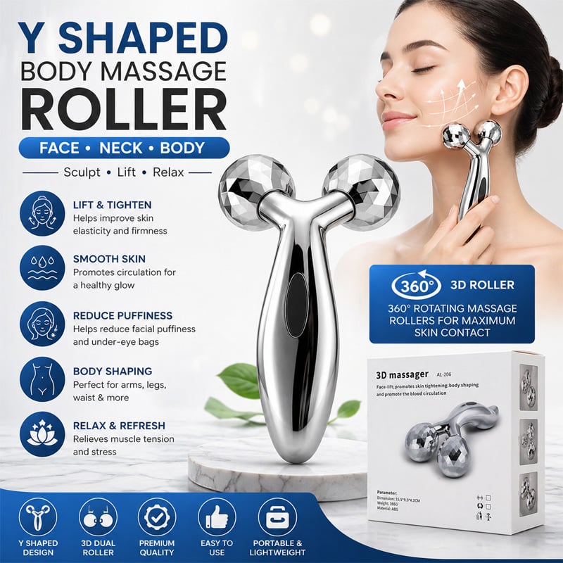 Picture of Y Shaped 3D Body Massage Roller – Face Lift Massager for Body, Neck, Arm & Leg, Skin Tightening Relaxation Tool