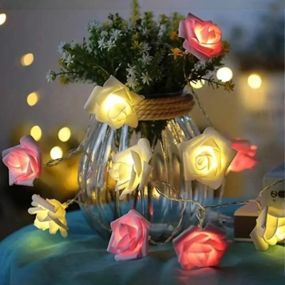 Picture of 80 pcs Rose Flash String Fairy Light 25 Feet Decorative LED Rose Flower Light for Room, Bedroom, Party & Home Decoration