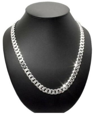 Picture of Men's Solid Sterling Silver Rhodium Plated Chain Necklace - Silver