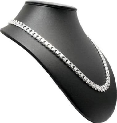 Picture of Men's Solid Sterling Silver Rhodium Plated Chain Necklace - Silver