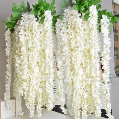 Picture of Artificial Flowers for Wedding Home Party Baby Room Decoration DIY Craft Fake Flowers Supplies-10 pcs - White
