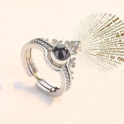 Picture of 100 Languages I Love You Adjustable Projection Rings, Romantic Ring For Girls - Ring For Girls - Silver - Adjustable