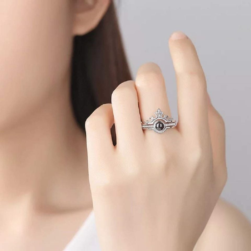 Picture of 100 Languages I Love You Adjustable Projection Rings, Romantic Ring For Girls - Ring For Girls - Silver - Adjustable