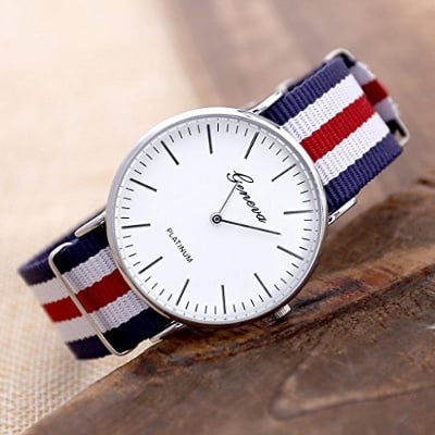 Picture of Women Nylon Quartz Women Watches Top Brand Luxury Compact Fashion Watch - Silver