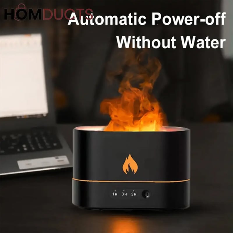 Picture of 3D Flame Humidifier LED Night Light – DQ701 Fire Humidifier Aroma Diffuser with 7 Color Lights, Oil Fragrance Aromatherapy Air Humidifier for Home Office Room Decor