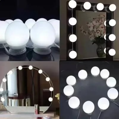 Picture of Vanity Mirror LED Light Kit with 10 Adjustable Bulbs – Dimmable Makeup Dressing Table Mirror Lights, USB Powered Hollywood Style for Bedroom Beauty Setup