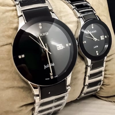 Picture of Smart Analogue Couple Watches Men And Women 2Pic - Silver