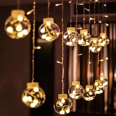 Picture of Wish Ball LED Fairy Lights for Curtains – 16 Feet with 12 Wish Balls, Decorative String Lights for Bedroom, Living Room, Party, Wedding