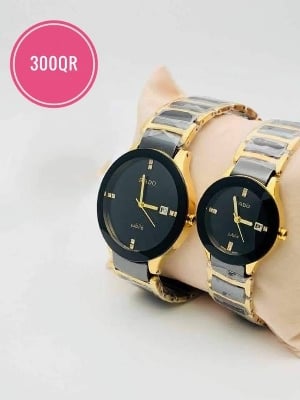 Picture of Smart Analogue Couple Watches Men And Women 2Pic - Gold