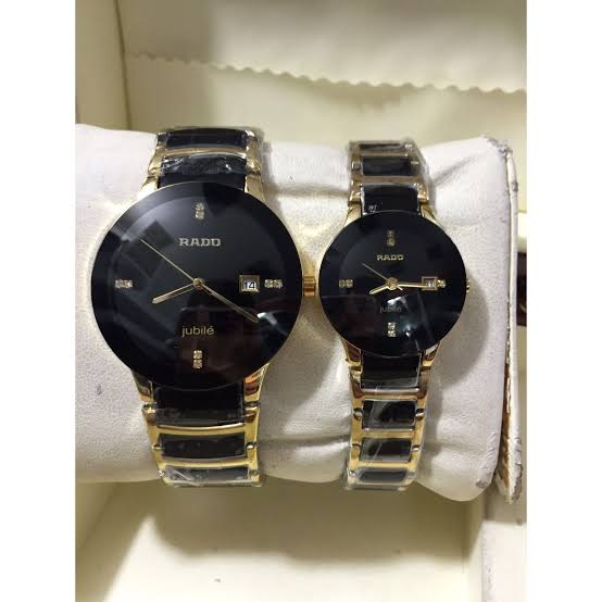 Picture of Smart Analogue Couple Watches Men And Women 2Pic - Gold
