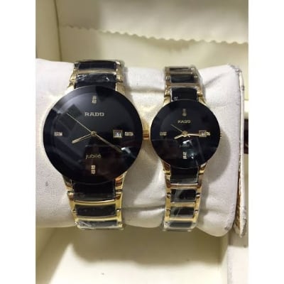 Picture of Smart Analogue Couple Watches Men And Women 2Pic - Gold