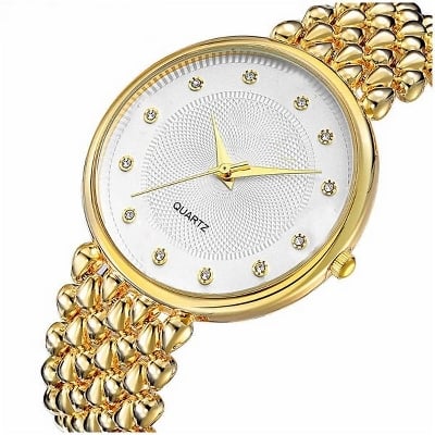 Picture of Stainless Steel Female Clock Ladies Fashion Casual Quartz Watch Women Watches-3221 - Gold