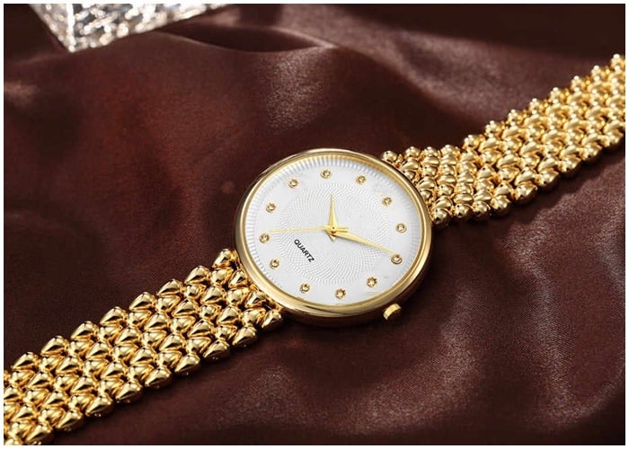 Picture of Stainless Steel Female Clock Ladies Fashion Casual Quartz Watch Women Watches-3221 - Gold