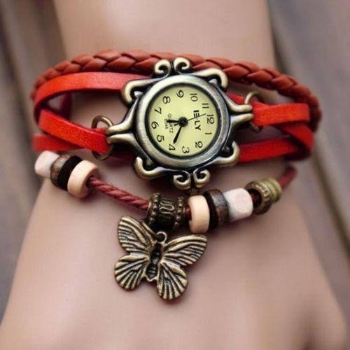 Picture of Vintage Boho Butterfly Bracelet Watch - Red