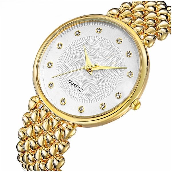 Picture of Stainless Steel Female Clock Ladies Fashion Casual Quartz Watch Women Watches-3221 - Gold