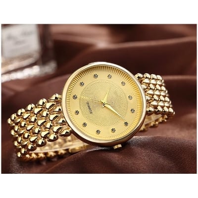 Picture of Stainless Steel Female Clock Ladies Fashion Casual Quartz Watch Women Watches-3221 - Gold