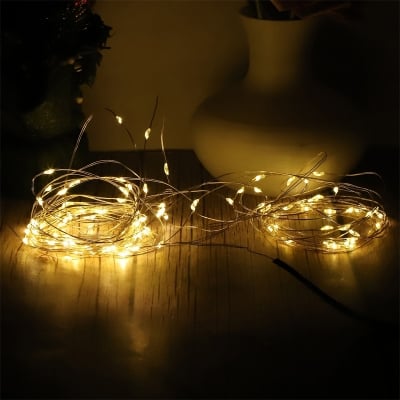 Picture of 16.4ft 5M USB Powered 50 LED Fairy String Light Copper Wire Decoration Lamp for Bedroom Home Party Wedding Christmas Halloween Eid Decor Warm White Colorful Lighting