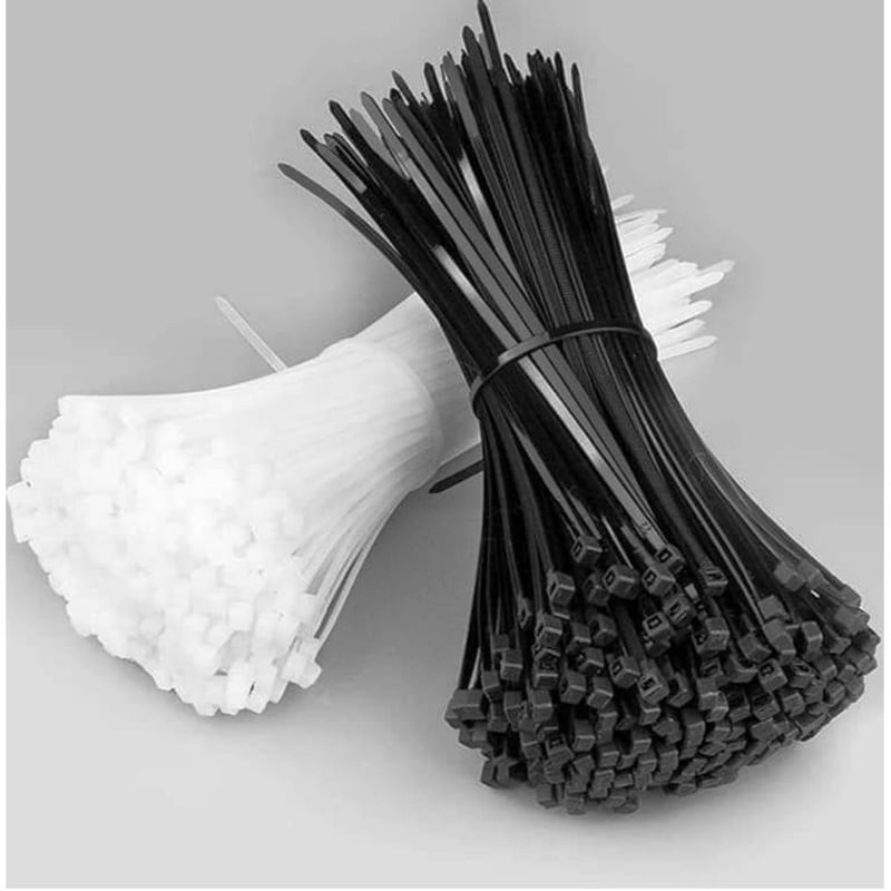 Picture of 100 Pcs Black & White Cable Ties 4 Inch (3x100mm) Nylon Zip Wraps – Heavy Duty Plastic Wire Management Straps for Home, Office, Electrical & Industrial Use