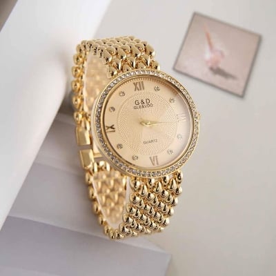 Picture of Stainless Steel Simple Quartz Female Watch Lady Clock Ladies Fashion Casual Quartz - Gold