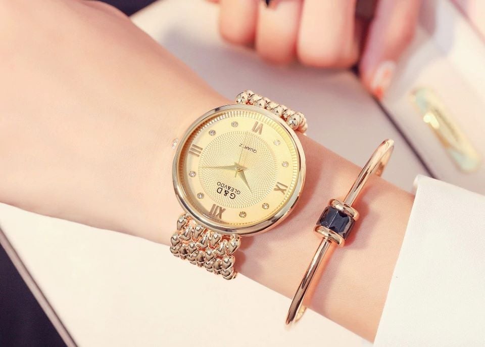 Picture of Stainless Steel Simple Quartz Female Watch Lady Clock Ladies Fashion Casual Quartz - Gold