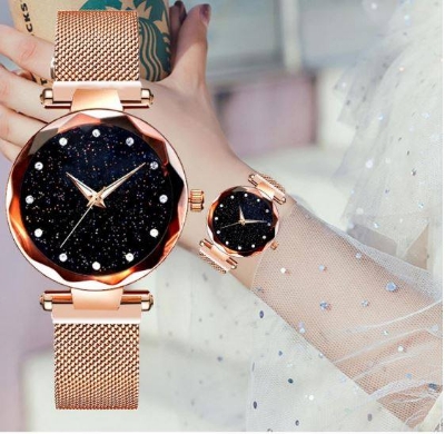 Picture of women wristwatch luxury watch sta-rry sky magnetic watch - Gold