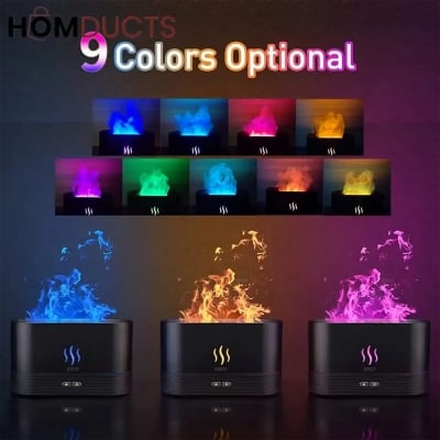 Picture of 3D Flame Humidifier LED Night Light – DQ701 Fire Humidifier Aroma Diffuser with 7 Color Lights, Oil Fragrance Aromatherapy Air Humidifier for Home Office Room Decor