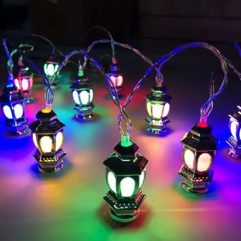 Picture of Multicolor Lantern Fairy Lights Hurricane Style LED String Lights for Room Decoration, Bedroom, Wedding, Party, Festival, Indoor Outdoor Home Decor Lighting