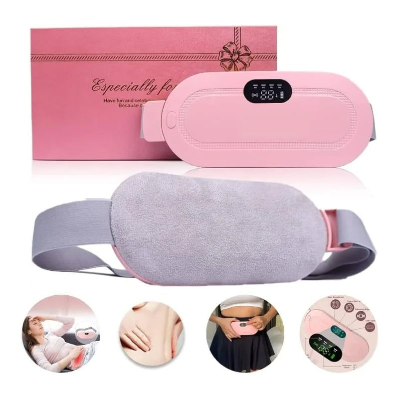 Picture of Portable Cordless Heating Pad for Period Cramps – Fast Heating Menstrual Pad with 6 Heat Levels 6 Massage Modes Belly Back Pain Relief Massager for Women