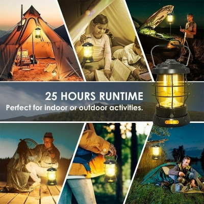 Picture of Retro Portable Camping Lantern USB Rechargeable LED Light – Vintage Outdoor Tent Lamp for Camping, Hiking, Travel, Emergency & Home Use