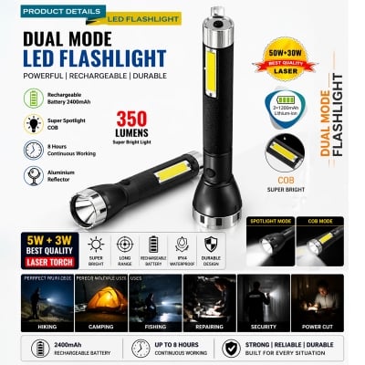 Picture of Powerful Torch Light SM-2080 High Power LED Flashlight – Rechargeable, Waterproof, 1000M Long Range, Zoomable, Compact Design, Digital Display, Ideal for Outdoor, Camping, Emergency, Hiking, and Heavy Duty Use