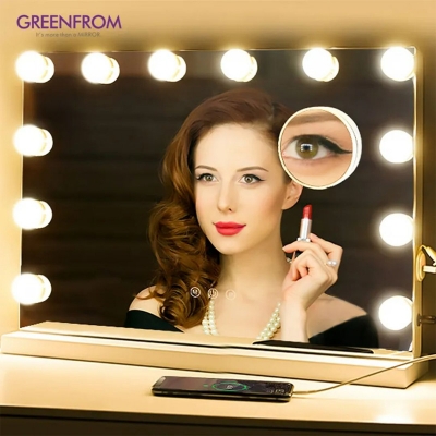 Picture of Vanity Mirror LED Light Kit with 10 Adjustable Bulbs – Dimmable Makeup Dressing Table Mirror Lights, USB Powered Hollywood Style for Bedroom Beauty Setup