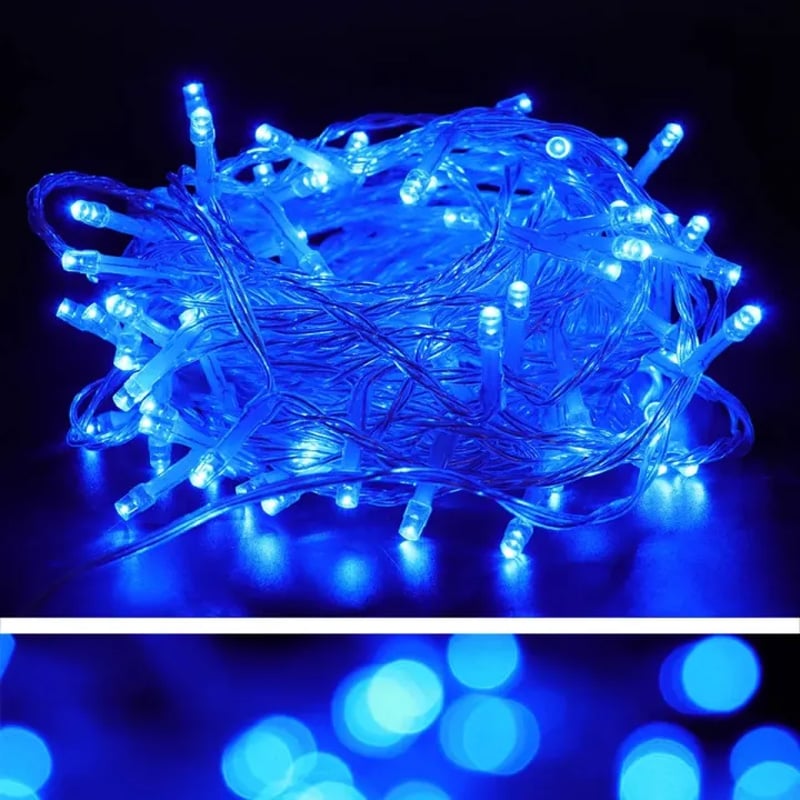 Picture of 8 Modes 33 Feet 100 LED Blue Fairy String Lights – Decorative LED Lights for Room Bedroom Curtain Wedding Party Indoor Outdoor Decoration