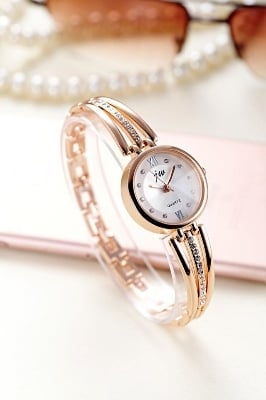 Picture of Luxury Brand Stainless Steel Bracelet watches Ladies Quartz Dress Watches - Gold