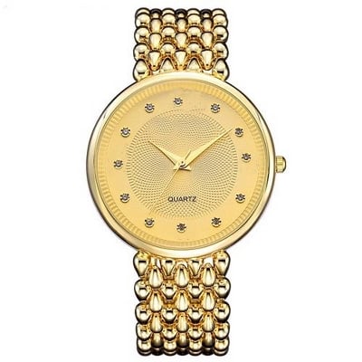 Picture of Stainless Steel Female Clock Ladies Fashion Casual Quartz Watch Women Watches-3221 - Gold