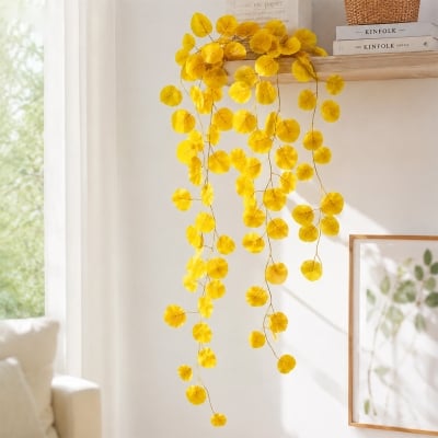 Picture of 1 Pcs Artificial Ivy Red Maple Plastic Fake Leaves Garland 7ft Long Hanging Vine Leaf for Home, Garden, Wall, Balcony, Office, Party & Event Decoration