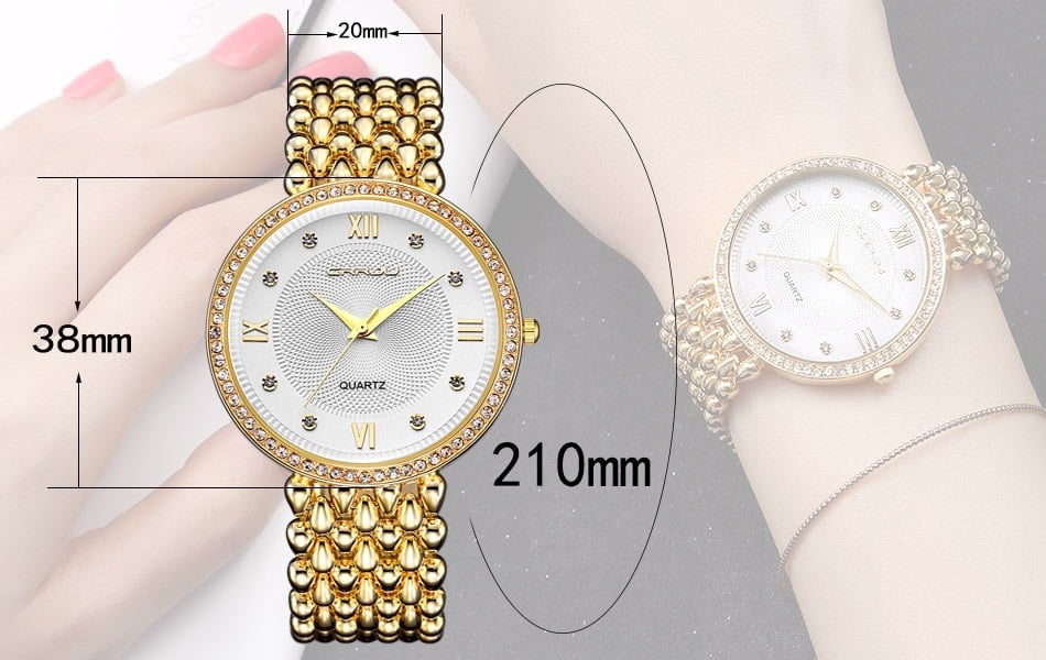 Picture of Stainless Steel Simple Quartz Female Watch Lady Clock Ladies Fashion Casual Quartz - Gold