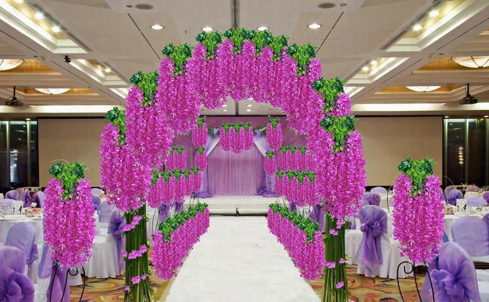 Picture of Artificial Wisteria Vine Ratta Silk Hanging Flower Garland - Multicolor