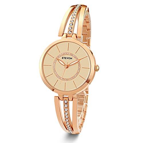 Picture of Rose Gold-Tone Analog Quartz Water Resistant Bangle Watch - Gold