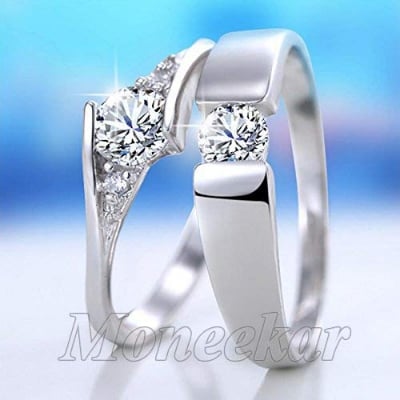 Picture of Couple Rings for Men and Women-Set of 2 - Silver - Adjustable